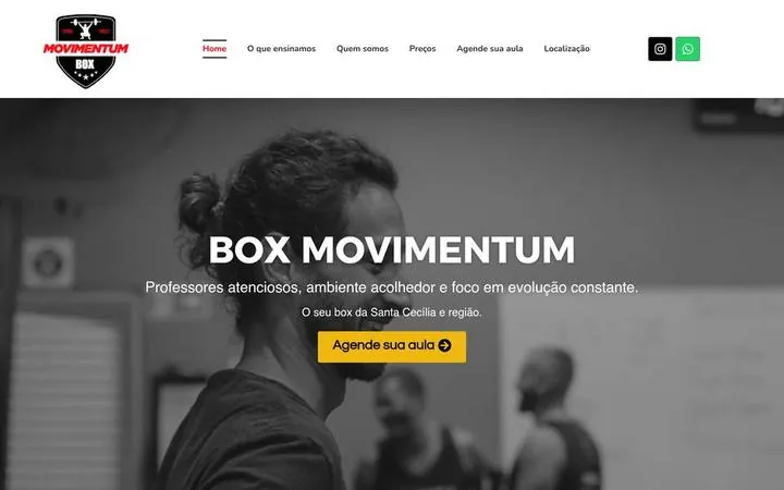 Tela inicial do site Box Movimentum