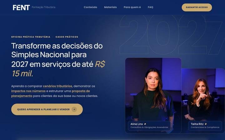 Print da tela inicial do site Oficina Simples Nacional 2027