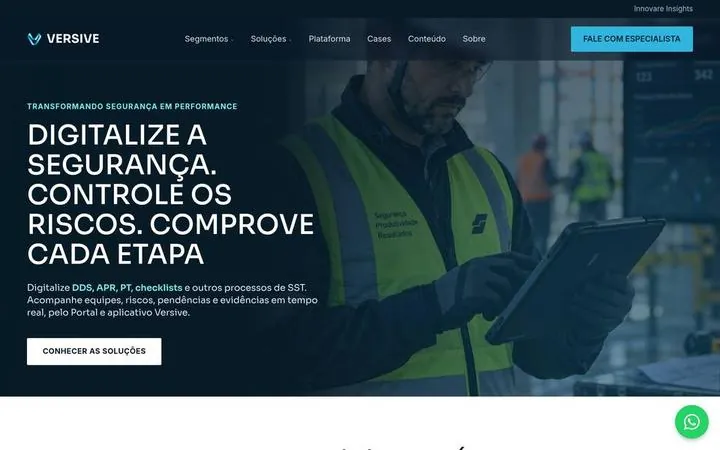 Tela inicial do site Versive